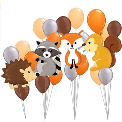 20pcs Squirrel, Raccoon, Hedgehog ,Fox foil balloon Baby Shower Birthday Woodland Jungle Forest Theme Party Decoration Supplies