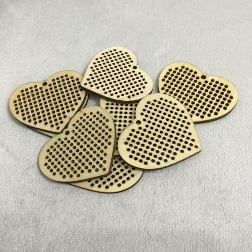 Cross Stitch Pendant wood blank hearts wedding decoration