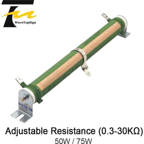 WaveTopSign High-Power Tube Type Wire Wound Resistors RX20 Ceramic Resistor 50W 75W Resistance Range Adjustable Resistance