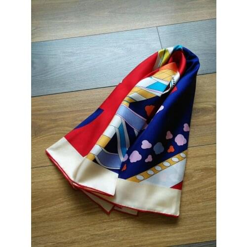 2019 new arrival spring classic pattern 100% pure silk scarf twill hand made roll 90*90 cm shawl wrap for women lady