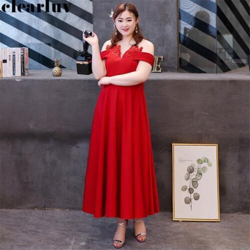 Off Shoulder Prom Dress Sexy Boat Neck Red Dresses Women Party Night T321 2019 Plus Size Short Sleeve Vestidos De Gala Prom Gown