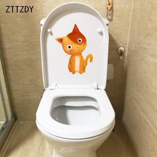 ZTTZDY 17.3*23CM Modern Animal Cat Toilet Sticker Wall Decal Children Bedroom Home Decoration T3-0184