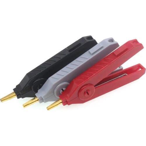 1PCS/sets Alligator Clip 90mm Kelvin Copper Gold Plate Clip Grey+Black+Red Positive and negative duckbill clip