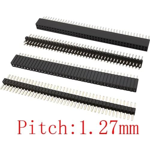 10Pair/20Pcs Pitch 1.27 mm Single Row/Double Row Male Female Pin Header PCB Board Socket Connector 1x50Pin 2x50Pin for Arduino