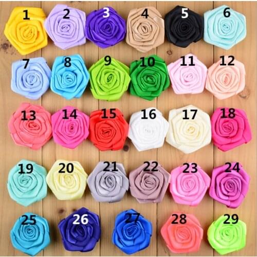 2.4 inch Satin Ribbon Rosette Flower For Girls Hair Accessories Girls Headware DIY Supply 29Colors 100pcs