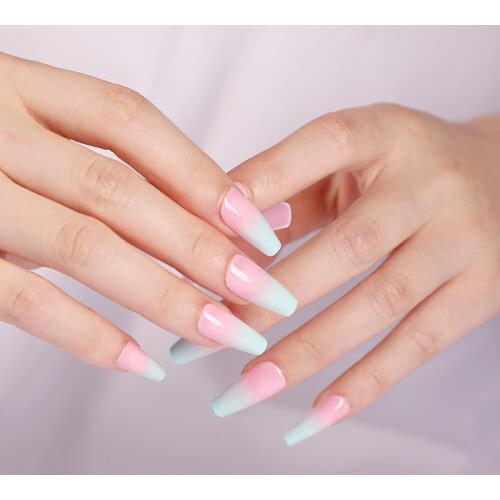 24pcs/Box Fake Nail With Design Fashion False Nail Tips Full Coverage Long Ballerina Coffin Fake Nail DIY Nail Tips