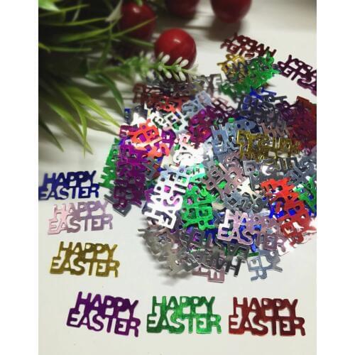 400pcs/lot 27mm Happy Easter Letter Sequins PVC Flat Paillette Crafts For Sewing DIY Accessory Kids Scrapbooking Festival Deco