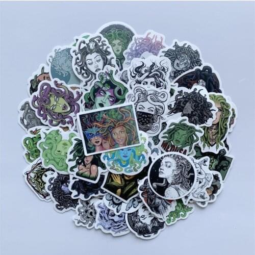 49PCS Greece Medusa snake Stickers Vinyl for DIY Stationery Decal Motorcycle PS4 Skateboard Laptop Guitar Helmet Singer Sticker