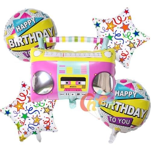 5Pcs Radio Skates Foil Balloons Boombox Music Player Tape Recorder Helium Globos Birthday Party Decoration Kids Toys Baby Shower
