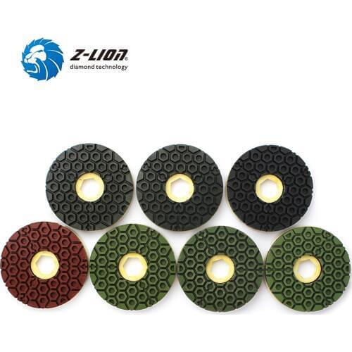 Z-LION 6 Inch 7pcs Snail Lock Polishing Pads Honeycomb Type Diamond Resin Edge Polishing Wheel For Granite Marble Stone Tile