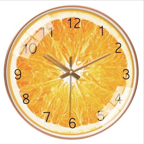 Orange Lemon Fruits Acrylic Wall Clock Lime Pomelo Modern Kitchen Clock Watch Home Decor Fresh Tropical Fruit Wall Art Timepiece