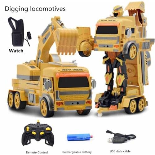 Remote Control Car Toy Robot excavator car Rc Cars Big Gesture Sensing Electric Transformation Robot Sport Excavator Drift Model