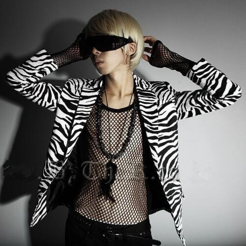 Free shipping ! Han edition cultivate ones morality suits, mens zebra stage host costumes, big yards mens clothing M-XXL