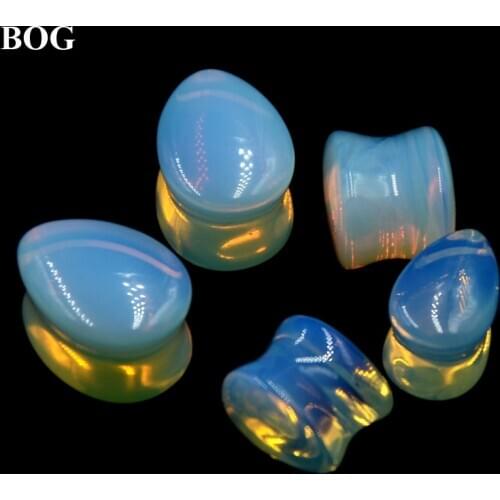 Ear Gauge Expander Ear Piercing body Jewerly 1 Pair of Teardrop Aventurine Organic Natural Stone Ear Tunnel Plug
