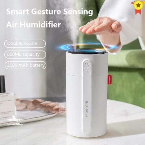 Double Nozzle USB Air Humidifier 900ML Water Capacity Cool Mist Maker Fogger Gesture sensing control Ultrasonic Humidificador