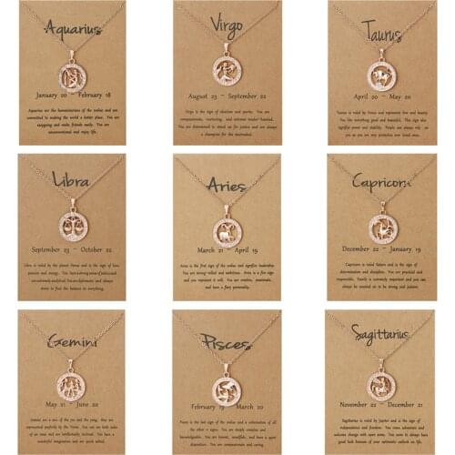Twelve Constellation Pendant Elegant Chain Necklaces Letter Horoscope Necklace 3D Three-dimensional Pendant Necklace 2021 New