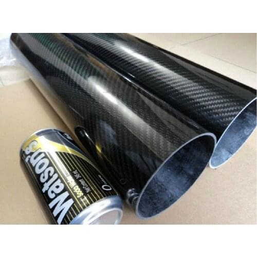 ID)57mm*60mm(OD)*1200mm(L) roll-wrapped 3k twill weave glassfiber inside and carbon surface tube