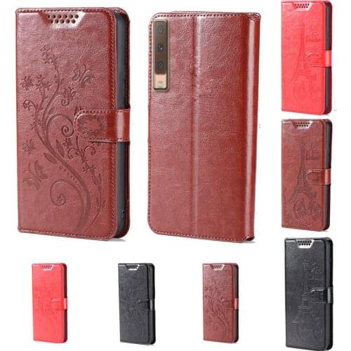 Intaglio icon butterfly flower Tower Flip Leather Wallet Phone Case For Samsung Galaxy A7 2018 A750F Phone cover with card slot