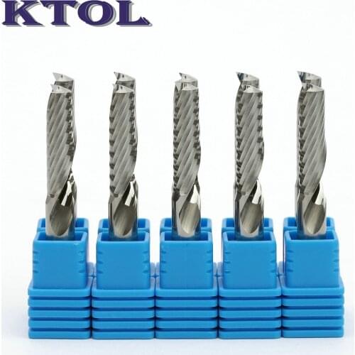 6.35x22MM Single Flute End Mill Carbide Tungsten Milling Cutter CNC Tools for MDF Acrylic Cutting 5pc Spiral Router Bit Set