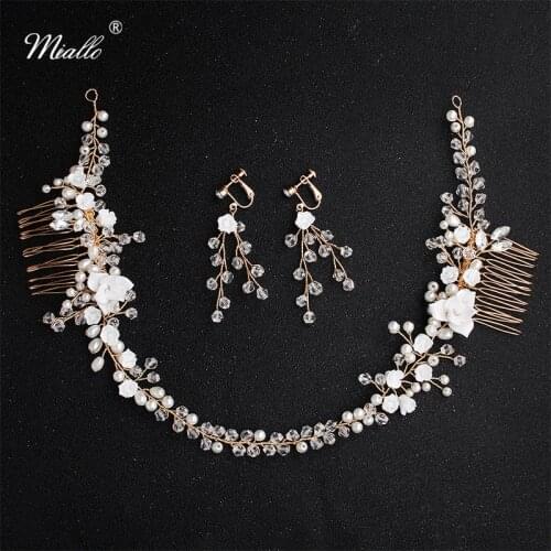 Miallo Wedding Hair Comb Flowers Bridal Hair Accessories Jewelry Headpieces Women Headband Princess Hair Vine Tiaras