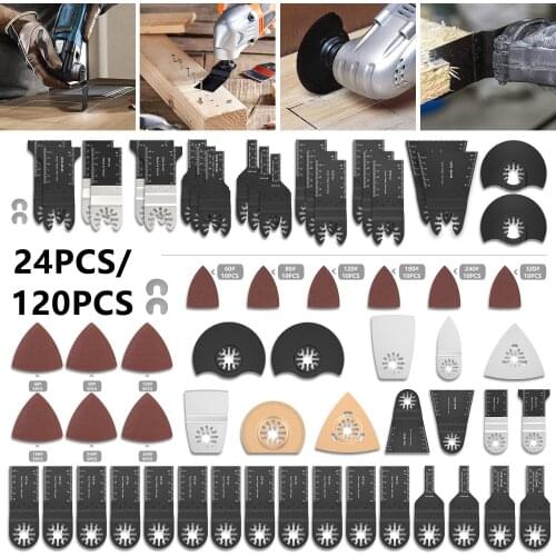 24/120 Pcs Oscillating Saw Blades Wood Metal Oscillating Multitool Bi-metal Oscillating Tool for Decker Bosch Craftsman Dewalt