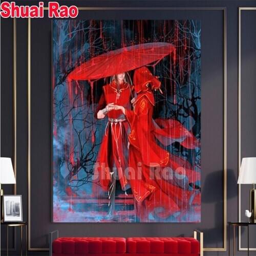 5D DIY Diamond Painting kit Anime Character,Tian Guan Ci Fu home art cross stitch full round diamond embroidery mosaic decor