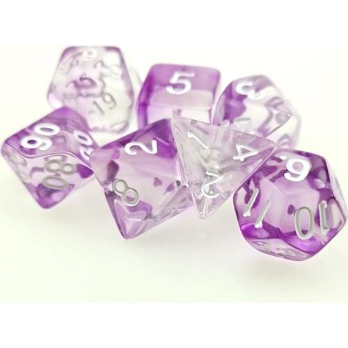 Rollooo Nebular Translucent Purple Polyhedral Dice Set