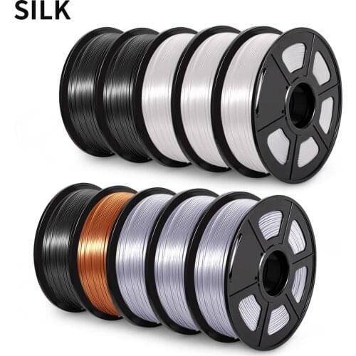 SUNLU Silk Pla Filament 10 Rolls PLAPLUS PLA Filament Samples 10Pcs 1KG/roll 1.75mm Wholesale Price Silk 3D Printer Filament