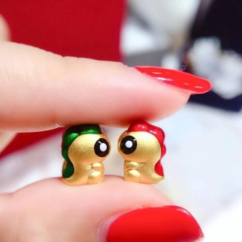 New Arrival 999 24K Yellow Gold Bracelet 3D Cute Dinosaur Baby Bracelet