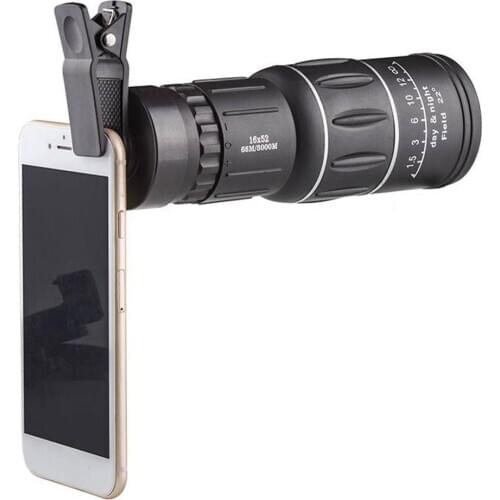 Mobile Phone Lens Magnifying Glass, 66M/8000M Zoom Monocular HD Non-Infrared Perspective Hunting Binoculars Lens Accessory Black