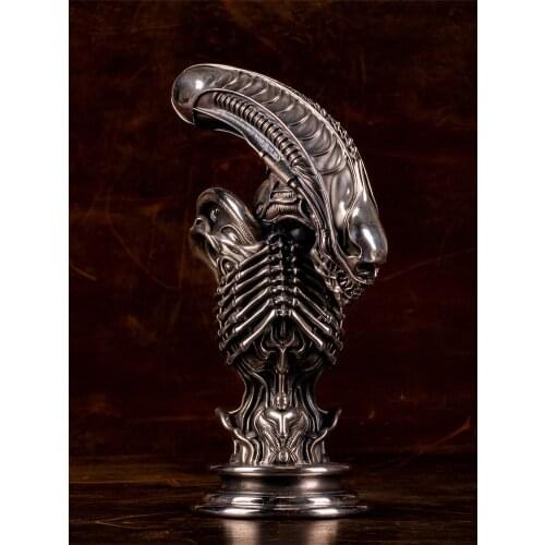 Limited edition Alien shaped 925 silver Large bust statue ornaments