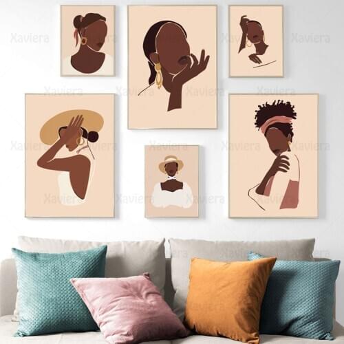 Bohemian Black Girl Retro Posters and Prints Nordic Abstract Art Canvas Painting Bedroom Decoration Interior Frameless Picture