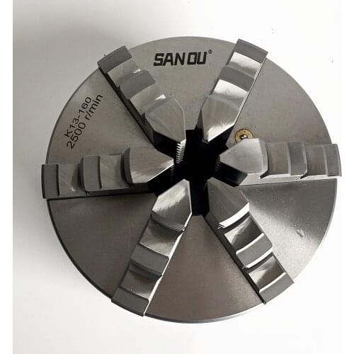 SANOU 6 jaw self-centering lathe chuck with dia160mm jaws with hardened steel chuck body with cast iron