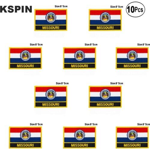 U.S.A Missouri Rectangle Flag Embroidery Patches Iron on Saw on Transfer patches Sewing Applications