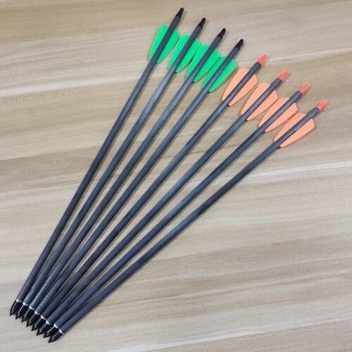 6/12/24pcs Hunting 15inch Archery SP350 Pure Carbon Crossbow Arrows For Crossbow Archery Shooting