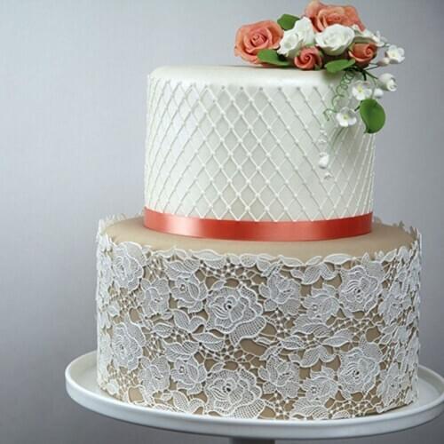 Transhome Flower Lace Silicone Mold Fondant Cake Lace Embossed Cake Mold Sugar Lace Mat Cake Decorating Tool Embossing Mat