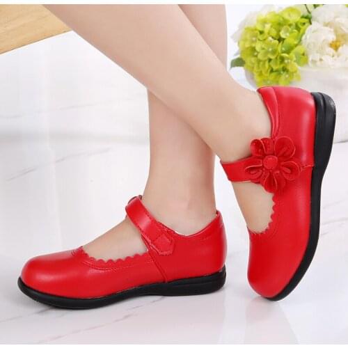 Red pink White Black Childrens Girls Leather Shoes Girls Princess Shoes kids school student Dress Shoes