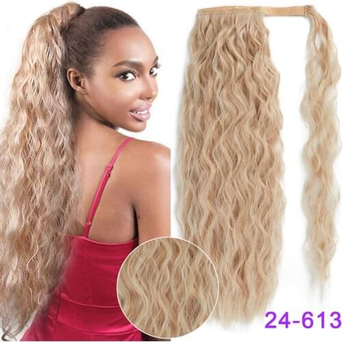 Long Curly Ponytail Wrap Around Ponytail Clip in Hair Extensions 22" Natural Hairpiece Headwear Black/Brown/Blonde MODERN QUEEN