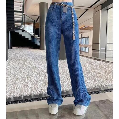 2021 Spring Summer Designer Loose High Waist Wide Leg Pants For Women Casual Wide Leg Denim Pants Loose Jeans For Women