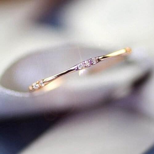 1 PC Cubic Zircon Thin Ring Exquisite Gold Sliver Rose Gold Color Ring For Women Engagement Wedding Anniversary Fashion Jewelry