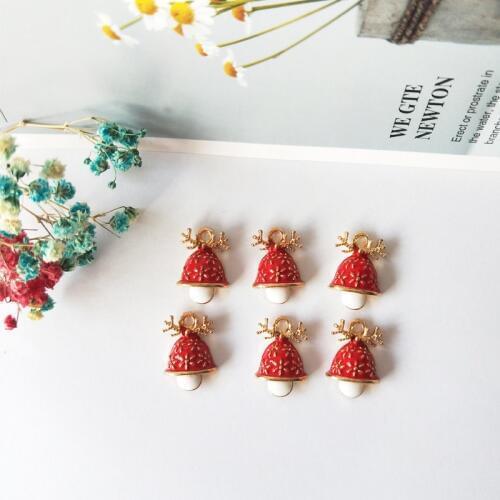 10pcs Christmas Series Alloy Enamel Charms Antler Mushroom Pendants Floatings Earrings Bracelets DIY Jewelry Accessory FX157