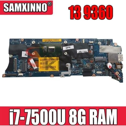 100% working for Dell XPS 13 9360 motherboard 0G736N CN-0G736N CAZ00 LA-D841P mainboard with CPU i7-7500U + 8G RAM working good