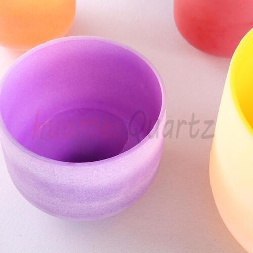 12" Note B Color Violet Chakra Quartz Crystal Singing Bowl Chakra Crown for Yoga