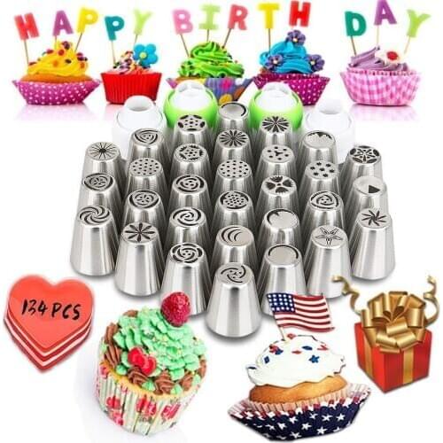134pcs DIY Multi-function Cake Decorating Kit Cake Turntable Set Pastry Tube Fondant Tool Cake Kitchen Dessert Tools