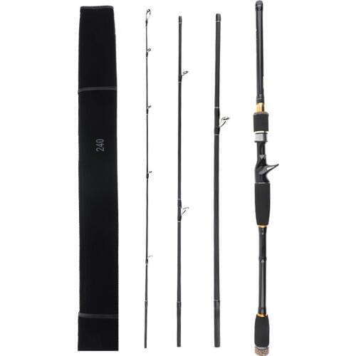 2.4m 4 Section Carbon Fiber Lure Fishing Rod M Power Ultra Light Casting Fishing Pole