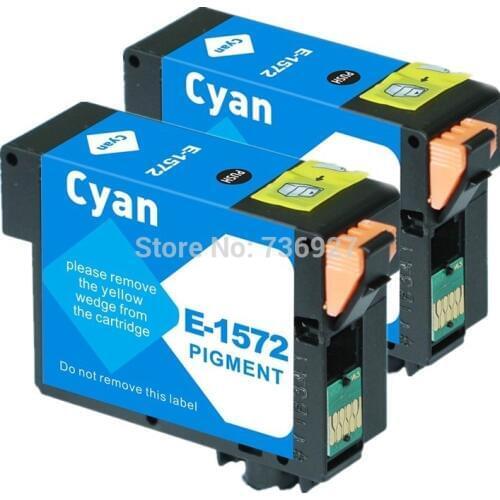 2 Cyan T1572 Compatible ink Cartridge suit For Epson Photo R3000 inkjet printer with chip