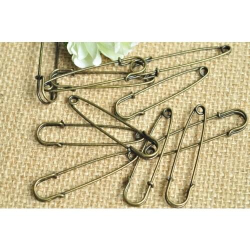 250pcs Antique Bronze Brooch 50x12mm sturdy 2 Inch Heavy Duty Giant Safety Pins for Blankets, Skirts, Kilts, Knitted Fabric