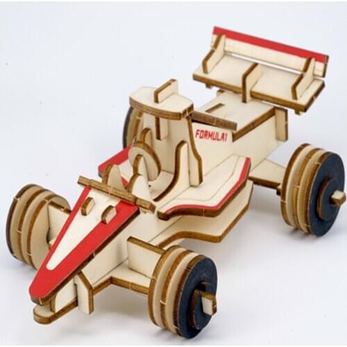 3D Puzzle DIY Creative 3D Equation Car Wooden Model Building Kit Toy Hobby Gift for Kids Adult P64