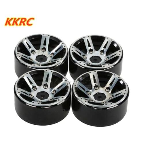 4pcs 1.9 Inch RC Rock Crawler Metal Beadlock Wheel Rim for 1/10 TRX4 Axial SCX10 90046 D90 D110