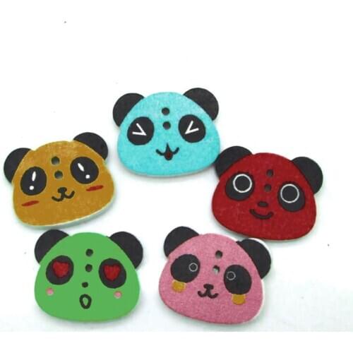 50pcs 21x17mm Mixed Bears Pattern Wooden Buttons For Clothes Crafts Sewing Decorative Needlework Scrapbooking DIY Accessories